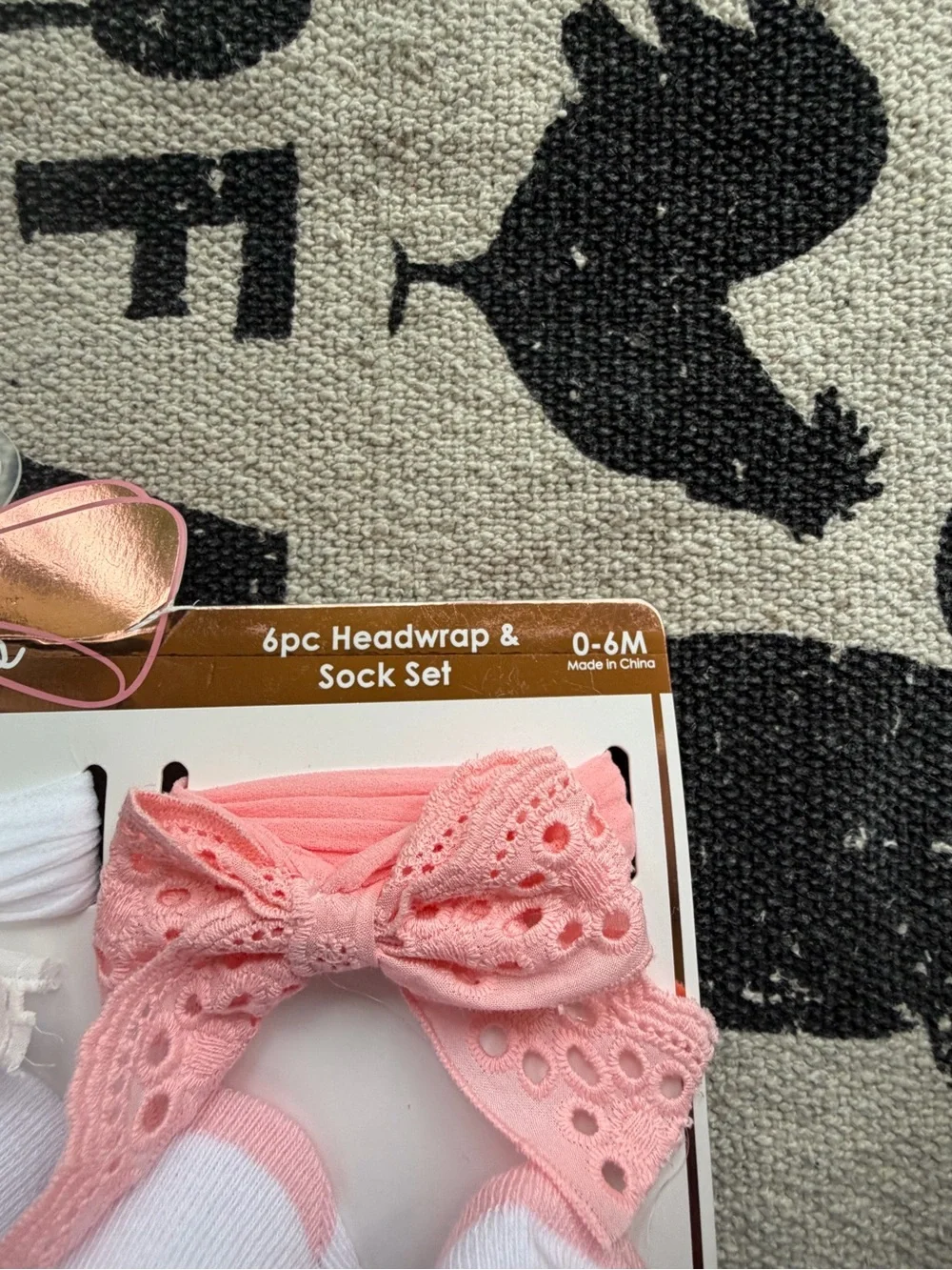 Baby Girl Ruffled Bow Socks - Pink, White & Lavender With Headwrap